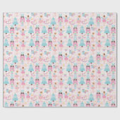 くるみ割りピンクブルークリスマスバレリーナ ラッピングペーパー (フラット)