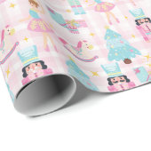 くるみ割りピンクブルークリスマスバレリーナ ラッピングペーパー (ロールコーナー)