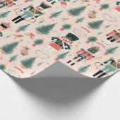 くるみ割りピンクミントクリスマス ラッピングペーパー (角)