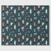 くるみ割りフォークアートクリスマス ラッピングペーパー (フラット)