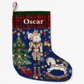 くるみ割りマウスキングバレエヴィンテージレッドギンガム スモールクリスマスストッキング (正面)