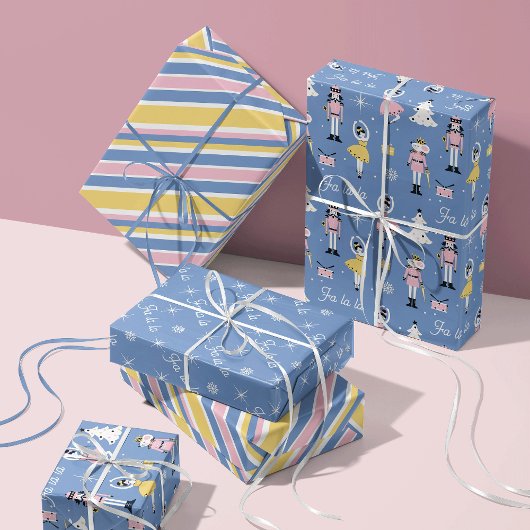 くるみ割りマウスキングパステルバレエクリスマス ラッピングペーパーシート