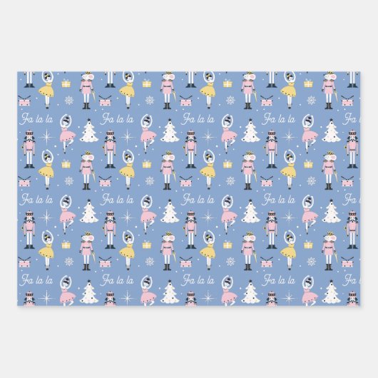 くるみ割りマウスキングパステルバレエクリスマス ラッピングペーパーシート (正面)
