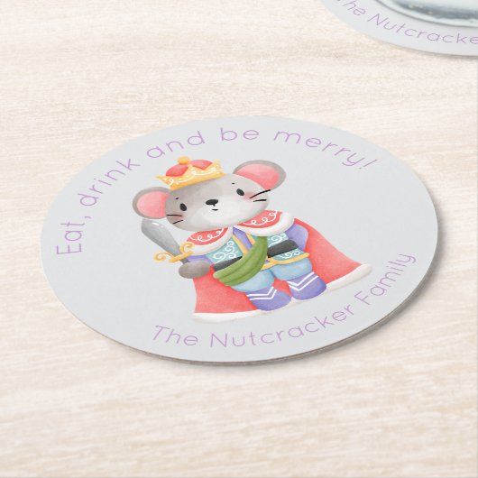 くるみ割りマウスキング ラウンドペーパーコースター (アングル)