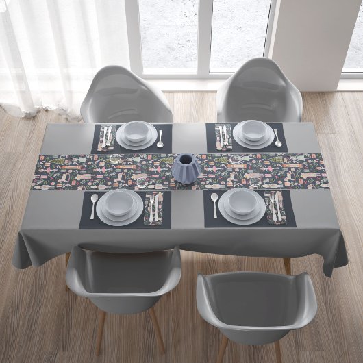 くるみ割りモダン水の色 ショートテーブルランナー