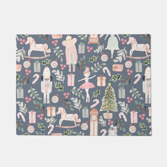 くるみ割りモダン水の色 ドアマット (正面)