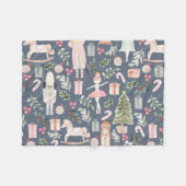 くるみ割りモダン水の色 フリースブランケット (正面(横))