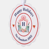 くるみ割りモノグラムクリスマスオーナメントカード オーナメントカード (左)