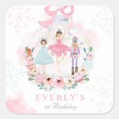 くるみ割りランドの甘い誕生日パーティーの好意 スクエアシール (正面)
