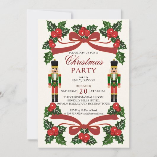くるみ割りレッドボウクリスマスパーティー 招待状 (正面)