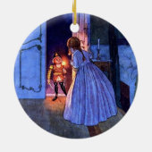 くるみ割りヴィンテージイラストレーションエレガントモノグラム セラミックオーナメント (裏面)