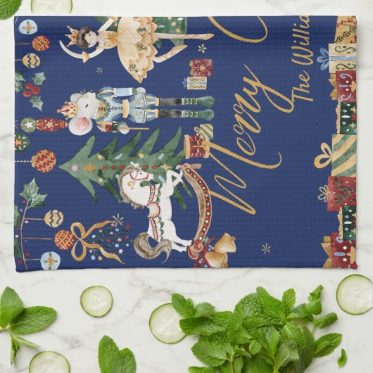 くるみ割りヴィンテージバレエ聖降誕祭 キッチンタオル (折り畳み)