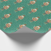 くるみ割りヴィンテージフォレストグリーンクリスマス ラッピングペーパー (角)