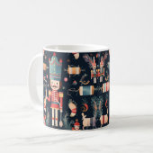 くるみ割りヴィンテージレッドブルーカラフルクリスマス コーヒーマグカップ (正面左)
