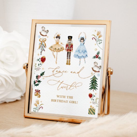 くるみ割り人形が踊り、誕生日の女の子とくるむ ポスター