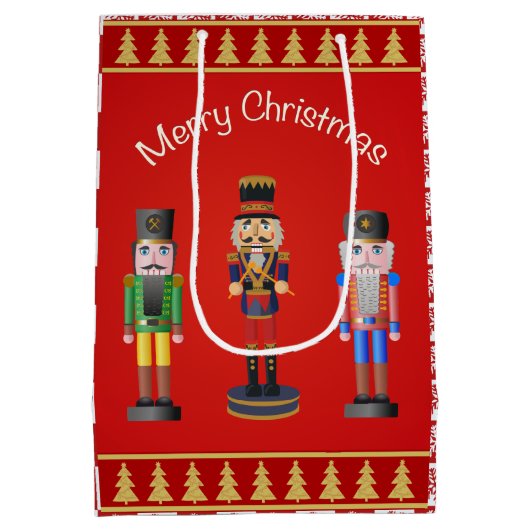 くるみ割り人形でクリスマスを祝う ミディアムペーパーバッグ (裏面)