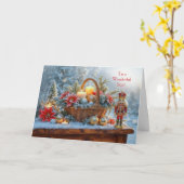 くるみ割り人形とクリスマスの休日 カード (黄色い花)