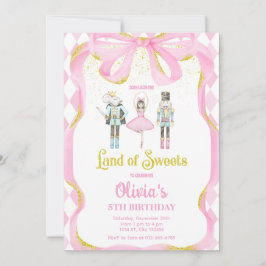 くるみ割り人形のお菓子の国のピンクの招待状 招待状