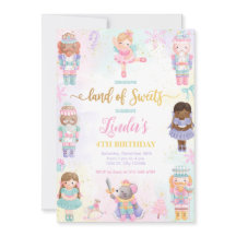 くるみ割り人形のお菓子の国のピンクの招待状