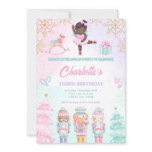 くるみ割り人形のお菓子の国のピンクの招待状