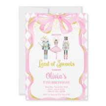 くるみ割り人形のお菓子の国の妖精ピンクの招待状