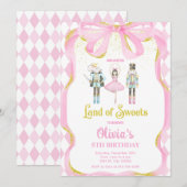くるみ割り人形のお菓子の国の妖精ピンクの招待状 招待状 (正面/裏面)