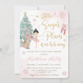 くるみ割り人形のウィンターワンダーランドガールベイビーシャワー 招待状 (正面)