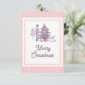 くるみ割り人形のクリスマス写真ピンクの感謝カード サンキューカード (スタンド正面)