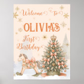くるみ割り人形のクリスマス1歳の誕生日ウェルカムサイン ポスター (正面)