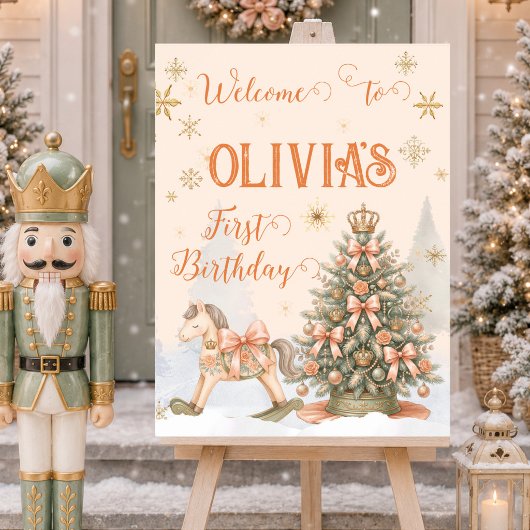 くるみ割り人形のクリスマス1歳の誕生日ウェルカムサイン ポスター