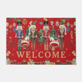 くるみ割り人形のクリスマス ウェルカムマット ヴィンテージ風デザイン ドアマット (正面)