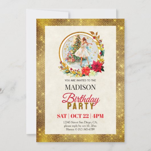 くるみ割り人形のクリスマス・バレリーナの誕生日 シーズンカード (正面)