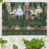 くるみ割り人形のバレエ フェスティブ メリークリスマス キッチンタオル (折り畳み)