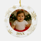 くるみ割り人形のバレエ 赤ちゃんの1stクリスマスフォト セラミックオーナメント (裏面)