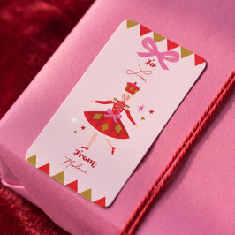 くるみ割り人形のバレエ To/From ピンクのクリスマスギフト ラベル