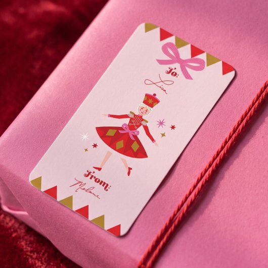くるみ割り人形のバレエ To/From ピンクのクリスマスギフト ラベル