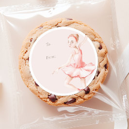 くるみ割り人形のバレリーナのクリスマスステッカー "To/From" ラウンドシール