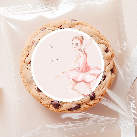 くるみ割り人形のバレリーナのクリスマスステッカー "To/From" ラウンドシール