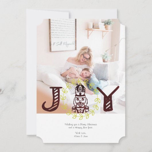 くるみ割り人形のホリデー フォト カード 喜び (正面)