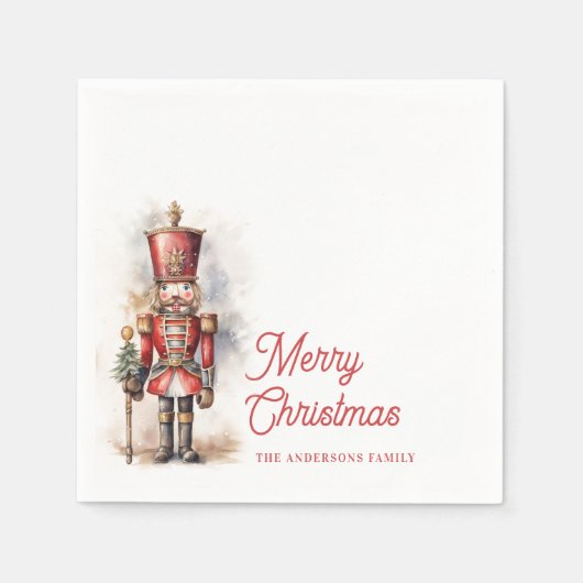 くるみ割り人形のメリークリスマスパーソナライズされたの名前 スタンダードカクテルナプキン (正面)