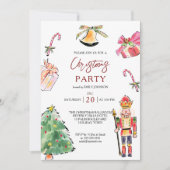 くるみ割り人形のモダンスケッチ  クリスマスパーティー 招待状 (正面)