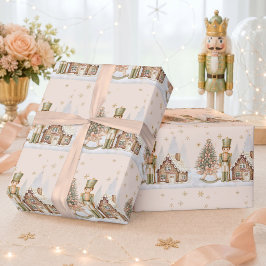 くるみ割り人形の兵隊とジンジャーブレッドのクリスマスお誕生日 ラッピングペーパー