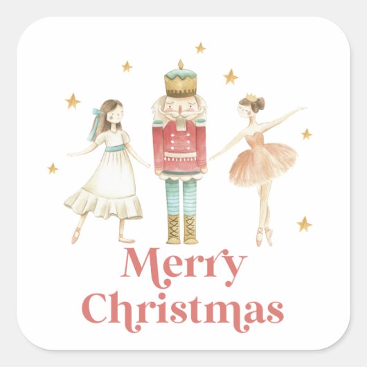 くるみ割り人形の冬のバレエ クリスマス スクエアシール (正面)