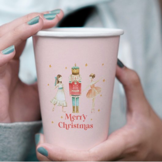 くるみ割り人形の冬のバレエ ピンクのクリスマス ペーパーカップ