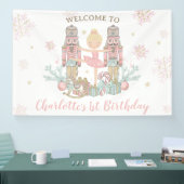 くるみ割り人形の冬のワンダーランド 1歳の誕生日 背景 横断幕 (トレードショー)