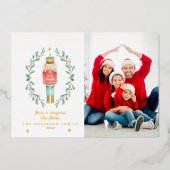 くるみ割り人形の水彩植物画1枚の写真 箔シーズンカード (正面)