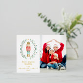 くるみ割り人形の水彩画の写真 箔シーズンポストカード (立ち正面)