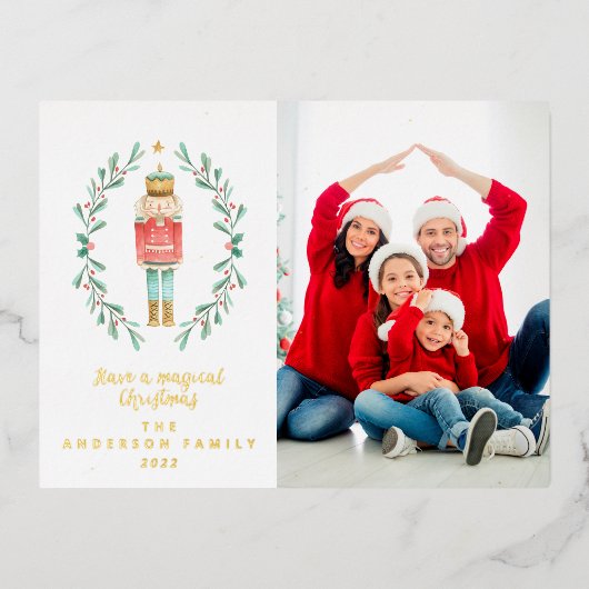 くるみ割り人形の水彩画の写真 箔シーズンポストカード (正面)