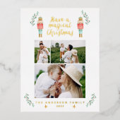 くるみ割り人形の水彩画3枚の写真 箔シーズンポストカード (正面)