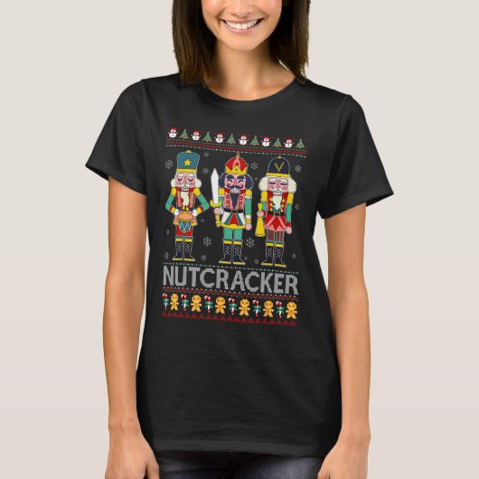 くるみ割り人形の軍団Tシャツ 楽しいおしゃれクリスマスのセーター Tシャツ (正面)
